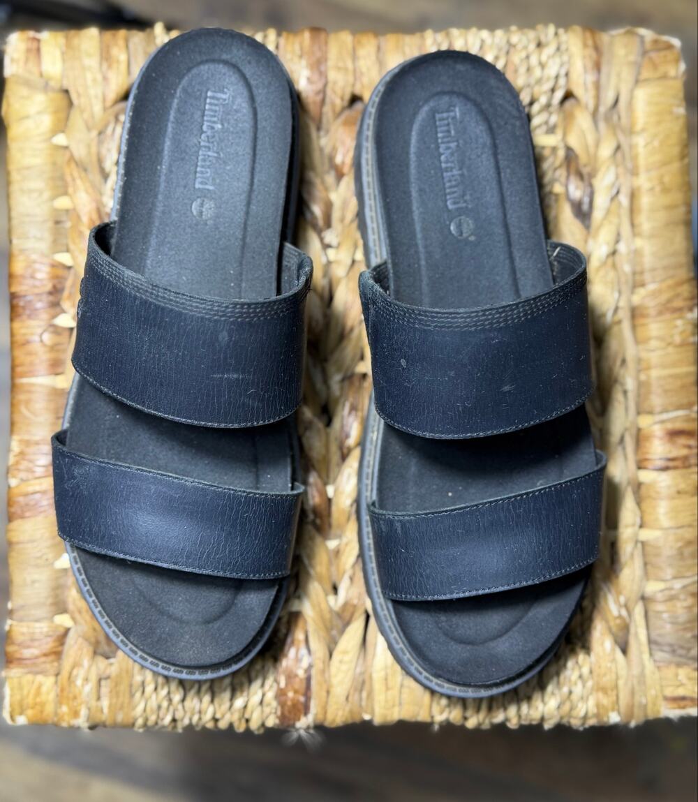 Timberland Black Double Strap Slide Sandals Size 8